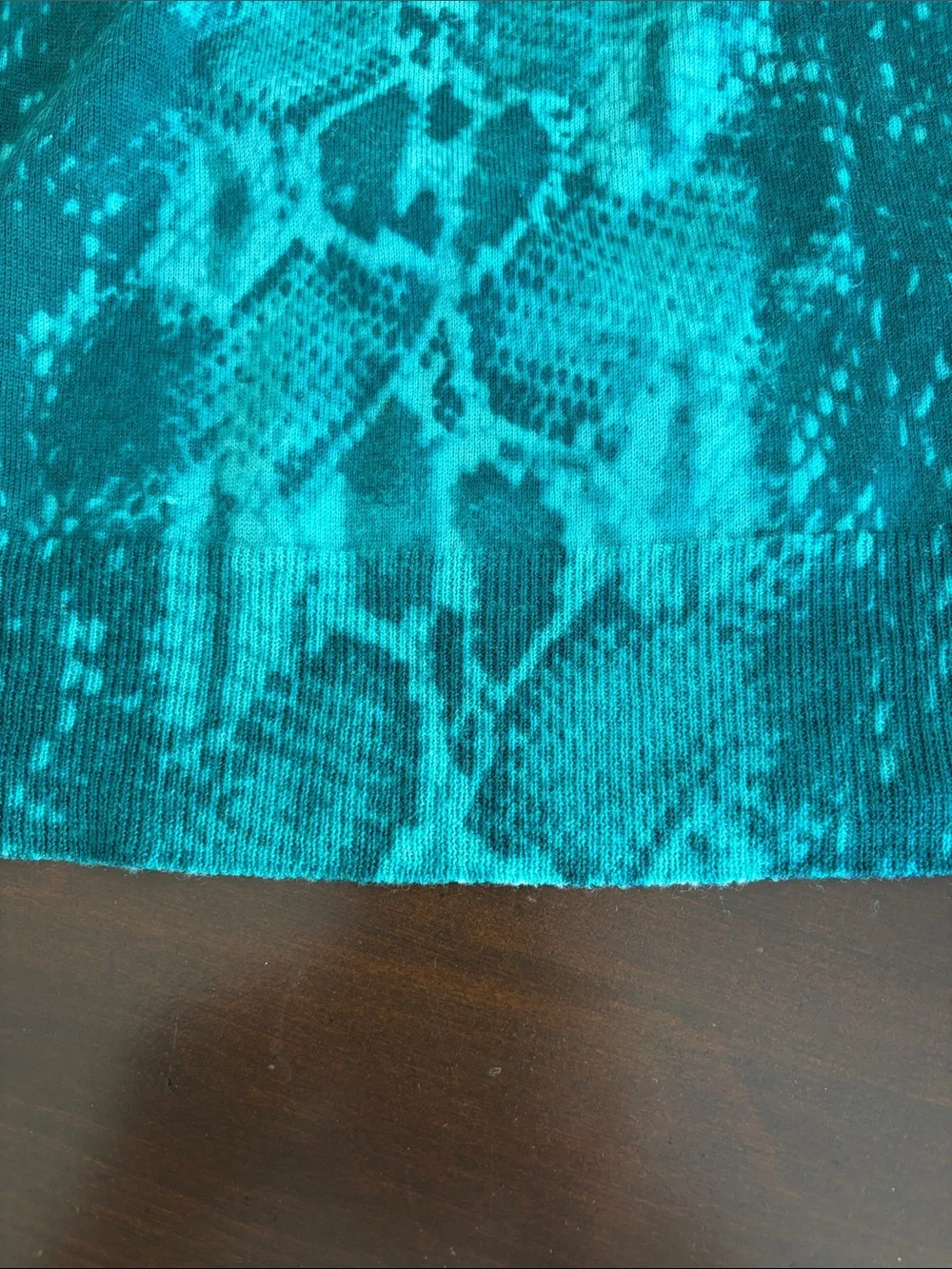 J. Crew Teal Snake-Print Crewneck Merino Wool Lightweight Sweater
